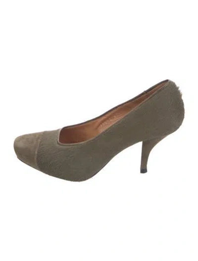 Pre-owned Dries Van Noten Ponyhair Pumps In Green
