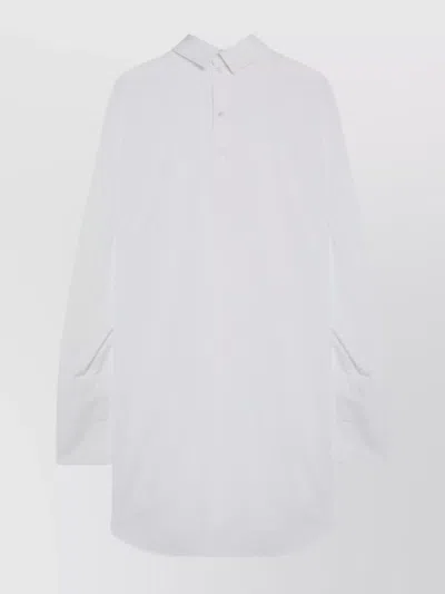 Dries Van Noten Poplin Turtleneck Shirt Buttoned Cuffs In White