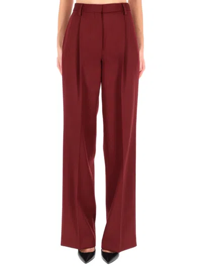 Dries Van Noten Portias High-waist Tailored Burgundy Wide-leg Wool Pants In Red