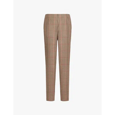 Dries Van Noten Womens Rust Prati Checked Wool Trousers In Brown