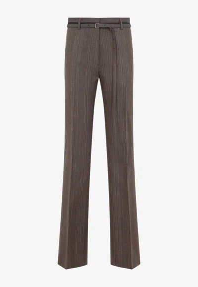 Dries Van Noten Presta Wool Tailored Pants In Brown
