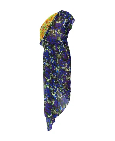 Dries Van Noten Print Dress In Blue