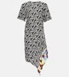 DRIES VAN NOTEN PRINTED ASYMMETRIC MIDI DRESS