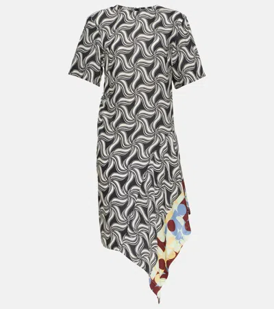 Dries Van Noten Printed Asymmetric Midi Dress In Multicoloured