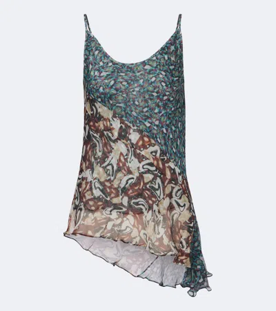 Dries Van Noten Printed Asymmetric Top In Multicoloured