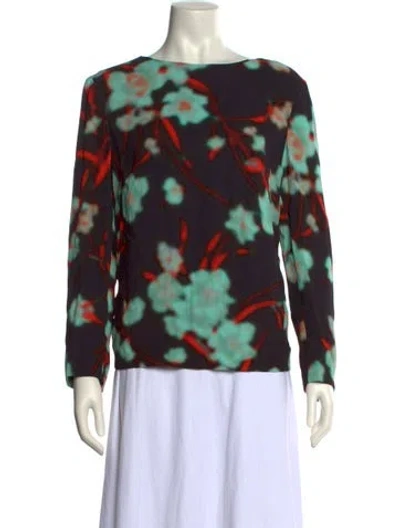 Pre-owned Dries Van Noten Printed Bateau Neckline Blouse In Black