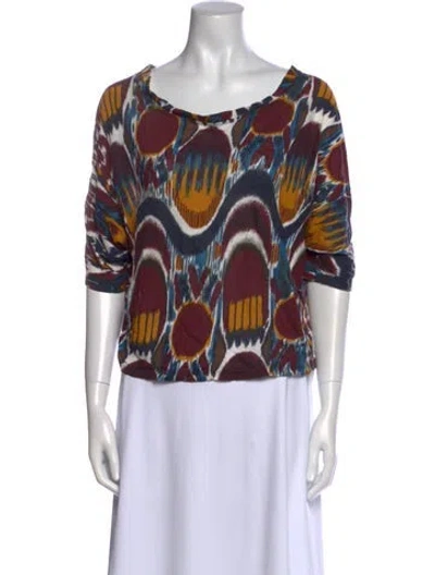 Pre-owned Dries Van Noten Printed Bateau Neckline Blouse In Burgundy