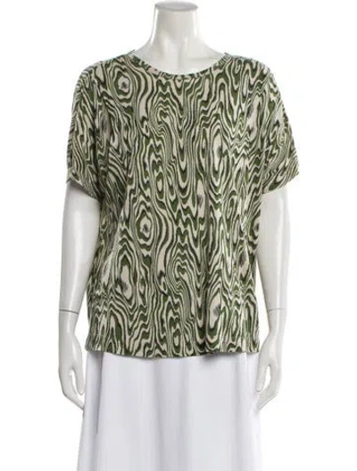Pre-owned Dries Van Noten Printed Bateau Neckline Blouse In Green