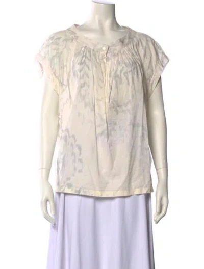 Pre-owned Dries Van Noten Printed Bateau Neckline Blouse In Neutral