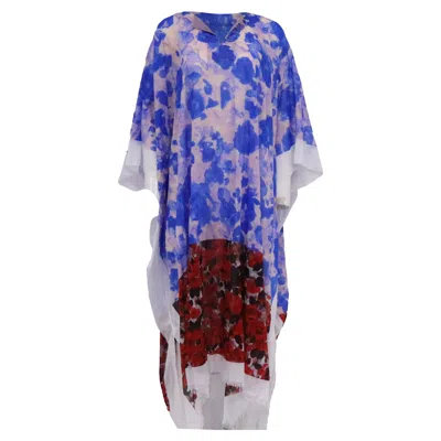 Dries Van Noten Printed Beach Maxi Dress In Multicolor Cotton In Blue