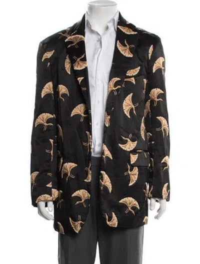 Pre-owned Dries Van Noten Printed Beaded Accents Blazer In Black