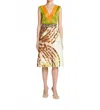 Dries Van Noten Printed Belted Skirt In Olive In Multi