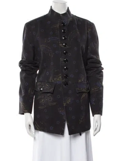 Pre-owned Dries Van Noten Printed Blazer In Blue