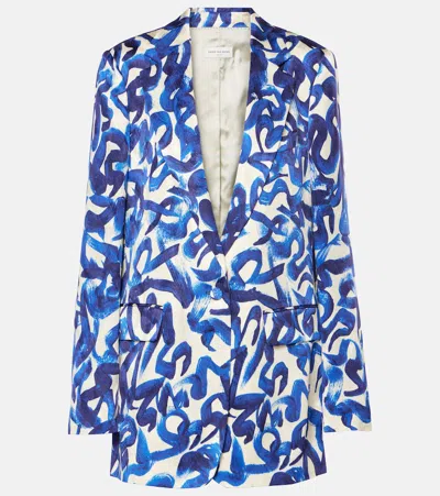 Dries Van Noten Printed Blazer In Blue