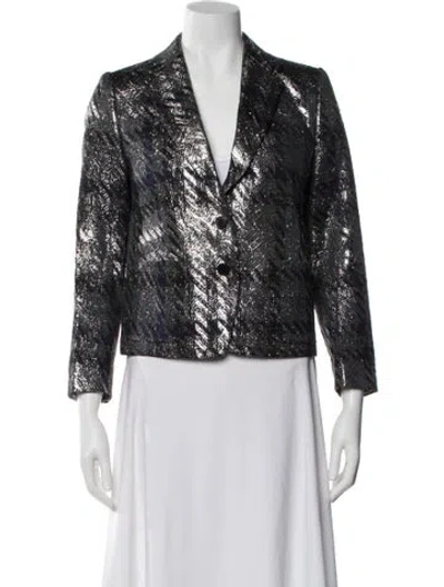Pre-owned Dries Van Noten Printed Blazer In Gray