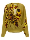 Dries Van Noten Camiel Leopard Orchid Print Faux Wrap Top