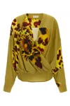 Dries Van Noten Camiel Leopard Orchid Print Faux Wrap Top