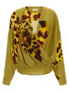 Dries Van Noten Camiel Leopard Orchid Print Faux Wrap Top In Multicolor