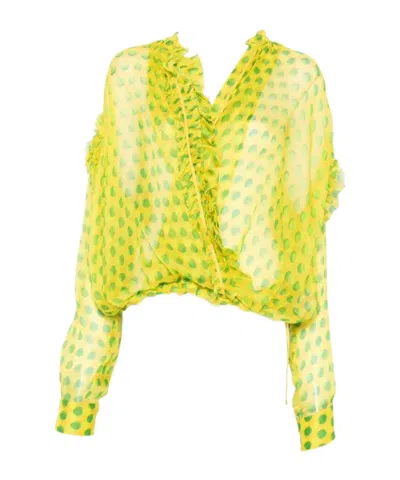 Dries Van Noten Printed Blouse In Yellow