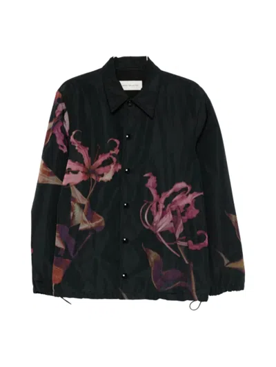 Dries Van Noten Printed Blouson Vorries In Black