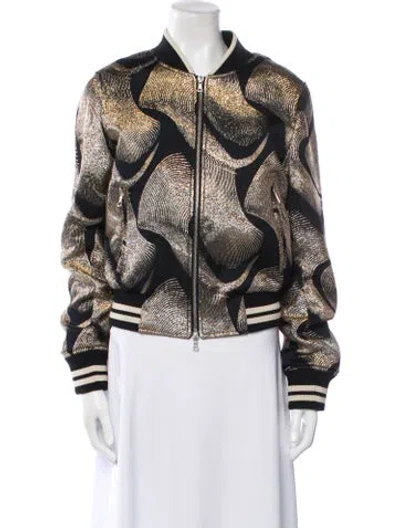 Pre-owned Dries Van Noten Printed Bomber Jacket In Black
