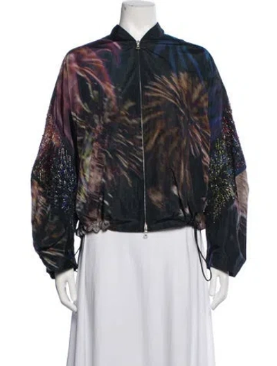 Pre-owned Dries Van Noten Printed Bomber Jacket In Blue