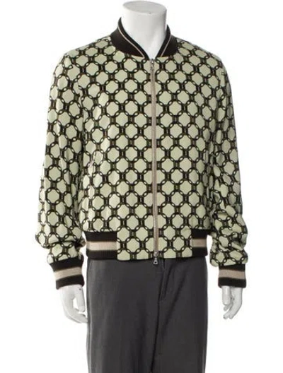 Pre-owned Dries Van Noten Printed Bomber Jacket In Green