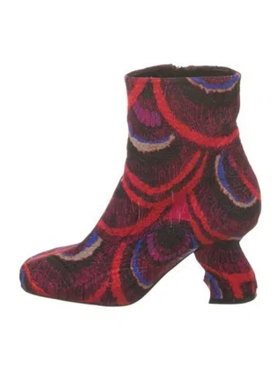 Pre-owned Dries Van Noten Printed Boots In Red