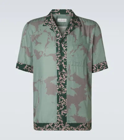 Dries Van Noten Carltone Short Sleeve Camouflage Shirt Pocket Trim In Green
