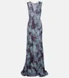 Dries Van Noten Printed Chiffon Gown In Multi