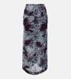 Dries Van Noten Printed Chiffon Midi Skirt In Blue
