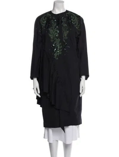 Pre-owned Dries Van Noten Printed Coat In Black