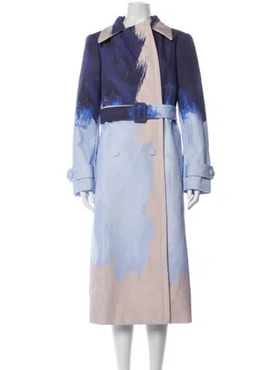 Pre-owned Dries Van Noten Printed Coat In Blue