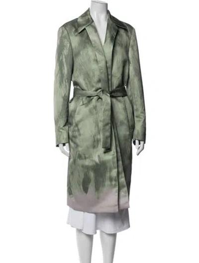 Pre-owned Dries Van Noten Printed Coat In Green