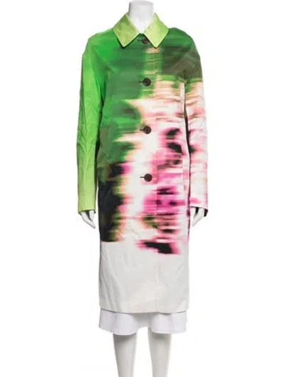Pre-owned Dries Van Noten Printed Coat In Green