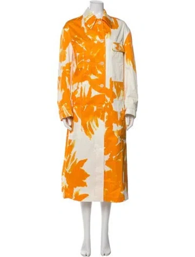 Pre-owned Dries Van Noten Printed Coat In Orange