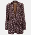 Dries Van Noten Floral-print Velvet Blazer In Purple