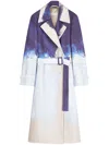 Dries Van Noten Ronald Paint Stroke Belted Trench Coat In Blue