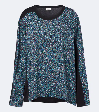 Dries Van Noten Printed Cotton Jersey Top In Black