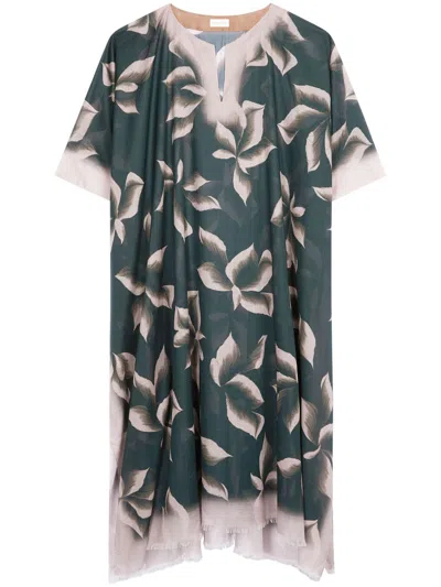 Dries Van Noten Printed Cotton Kaftan In Green