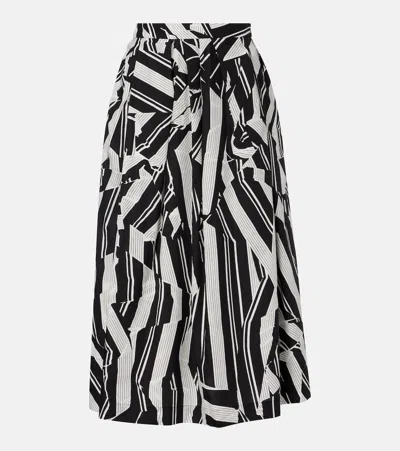 Dries Van Noten Printed Cotton Midi Skirt In Black
