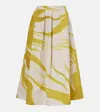 Dries Van Noten Printed Cotton Midi Skirt In Lime