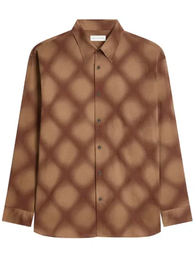 Dries Van Noten Printed Cotton Shirt In Brown