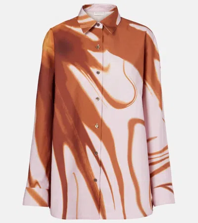 Dries Van Noten Printed Cotton Shirt In Brown