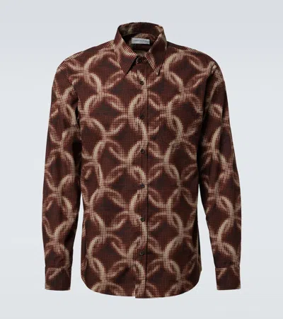 Dries Van Noten Corbino Printed Cotton-poplin Shirt In 703 Brown