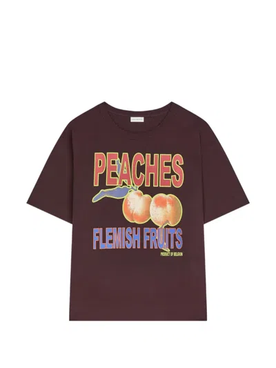 Dries Van Noten Printed Cotton T-shirt In Brown
