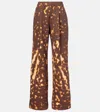 Dries Van Noten Printed Cotton Wide-leg Pants In Brown