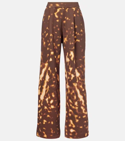 Dries Van Noten Printed Cotton Wide-leg Pants In Brown