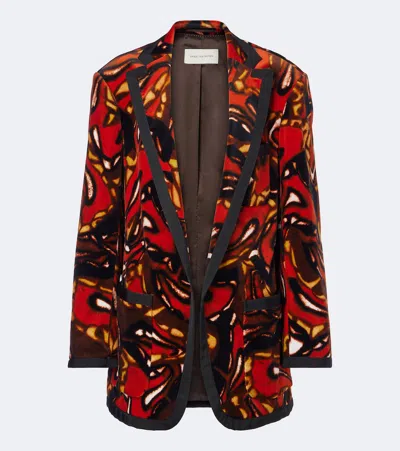 Dries Van Noten Printed Cotton-blend Blazer In Multicoloured