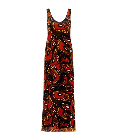 Dries Van Noten Printed Cotton-blend Velvet Maxi Dress In Brown